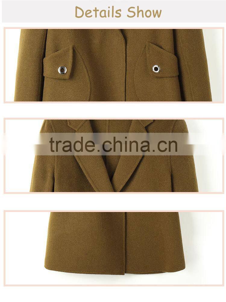 Autumn Winter New Women Wool Coat Straight Square Collar Ladies Long Coats