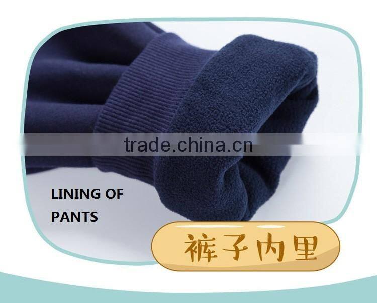 custom modern fashion boys kids wear/3pcs sets winter warm thick children garments