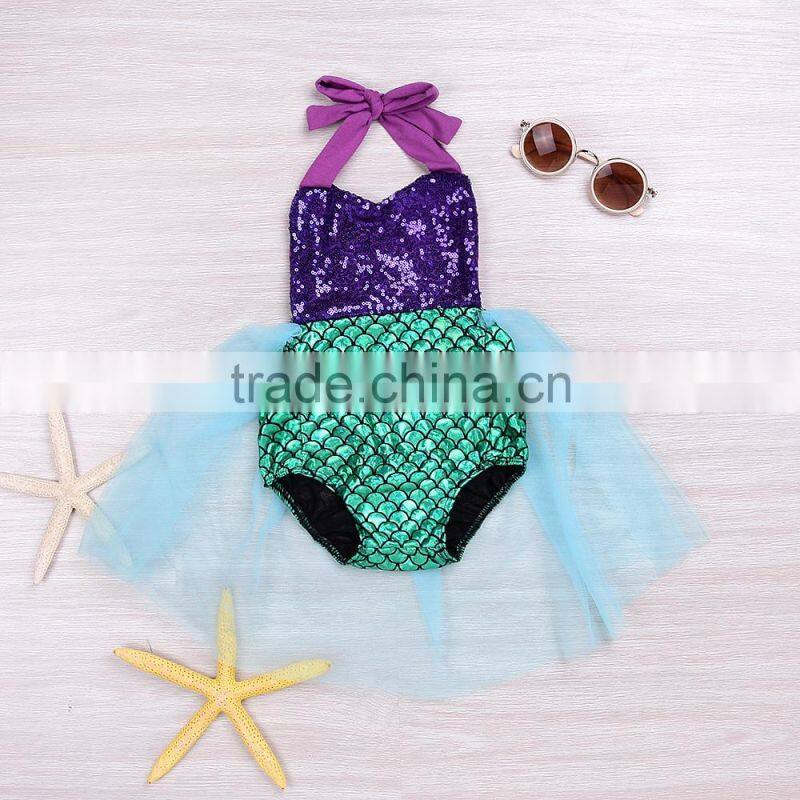 S60669B Newborn Kid Clothes Cotton Baby Girl Mermaid Romper Infant Jumpsuit