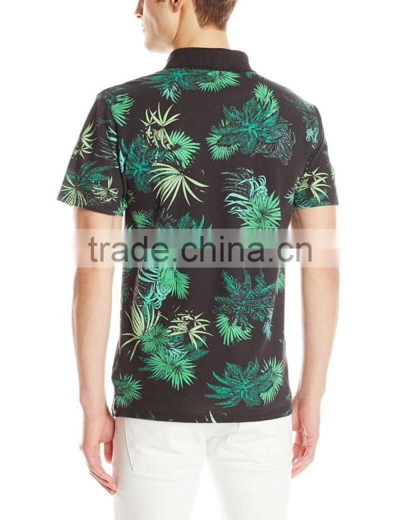 polyester/spandex short sleeve full printed polo shirts for men LT5862