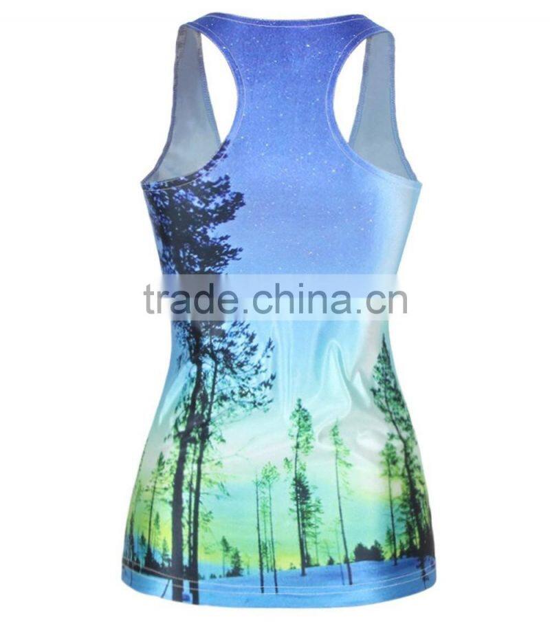 Top Fashion Women's Sublimation Printed Sleeveless T Shirt Vest Tank Tops sports clothes