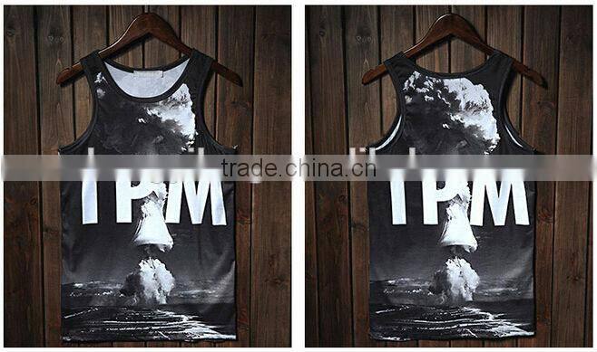 men's black white 100% cotton polyester singlet