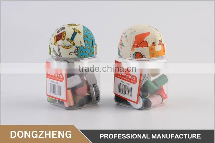 Wholesale sewing accessories customized plastic jar pin cushion for needle organization