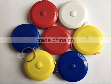 Promotional plastic round measuring tape with keychain