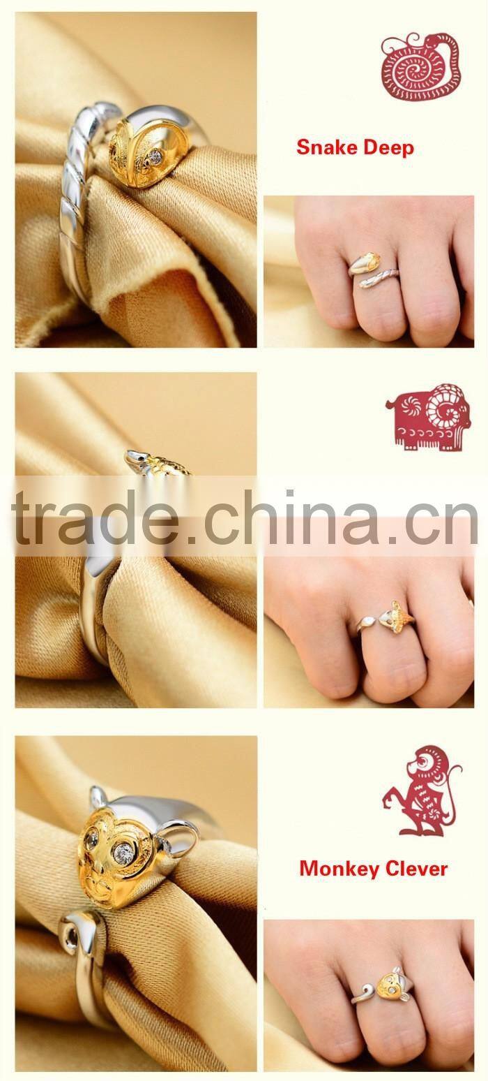 Old Chinese"Chinese Twelve Zodiac" Silver The Twelve Animal of Year Knuckle Open End Ring