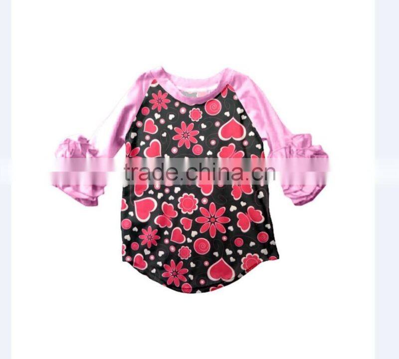 New arrival 2017 spring summer children frock boutique ruffle chick baby shirts hot sale kid clothing easter shirt