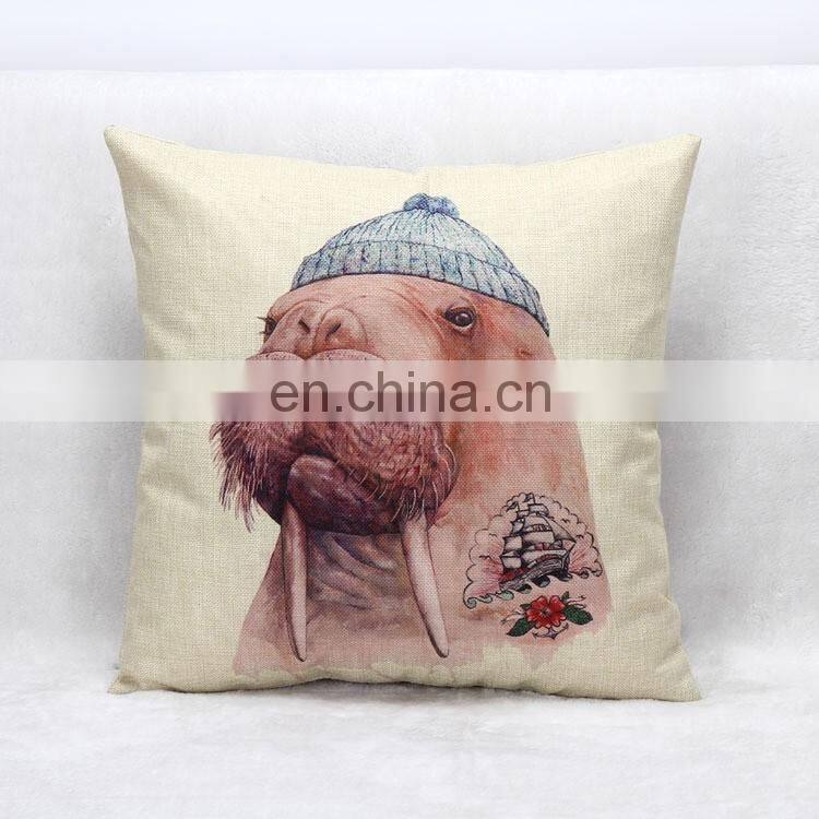 Mr Animals Cushhion Cover Linen Pillow