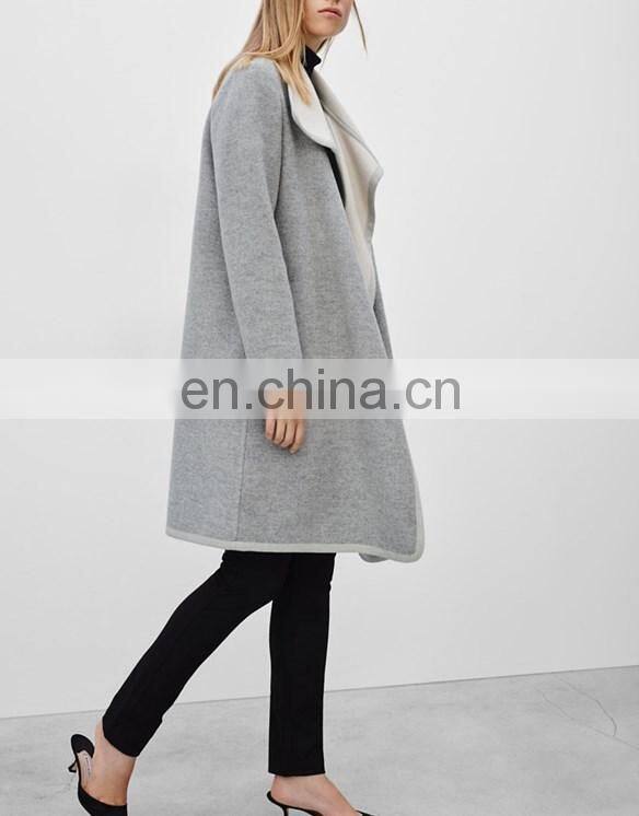 China Custom Womens Apparel Supreme Soft Wool Blench Thick Long Woman Jacket Winter Gray NT6699