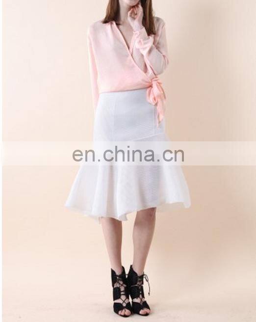 Relaxed Self-tie Wrapped Top in Pink