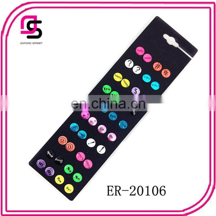 20 Pairs On a Card Post Top Earring Set With Pearl Rose Stones And Crystal