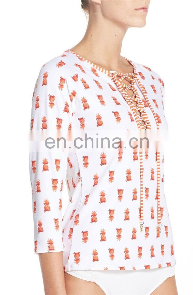 custom made sublimated long sleeve upf 50 women spandex lycra rash guard