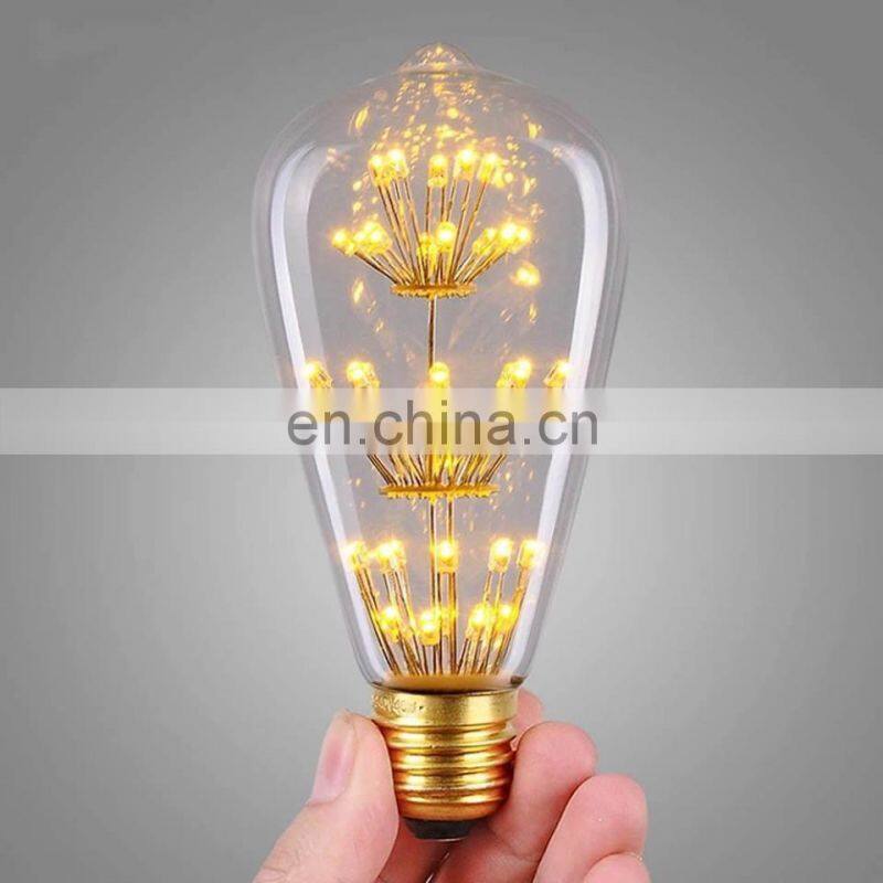 st58 dimmable st58 clear amber glass 2200k e22 e27 b22 3.5W RGB carbon led filament bulb