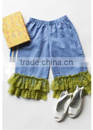2014 New design Lace ruffle pants Girls Jeans Ruffle childrens boutique clothing