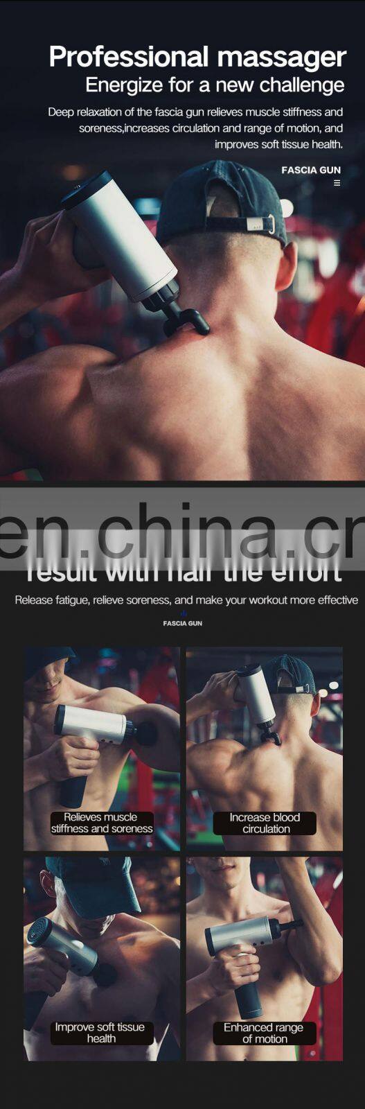 Rechargeable battery cordless deep muscle tissue sports vibration mini massage gun / Fascia gun