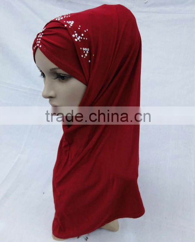 A455 FASHION TWO PIECES HIJAB;MUSLIM TURBAN WITH Czech Rhinstone