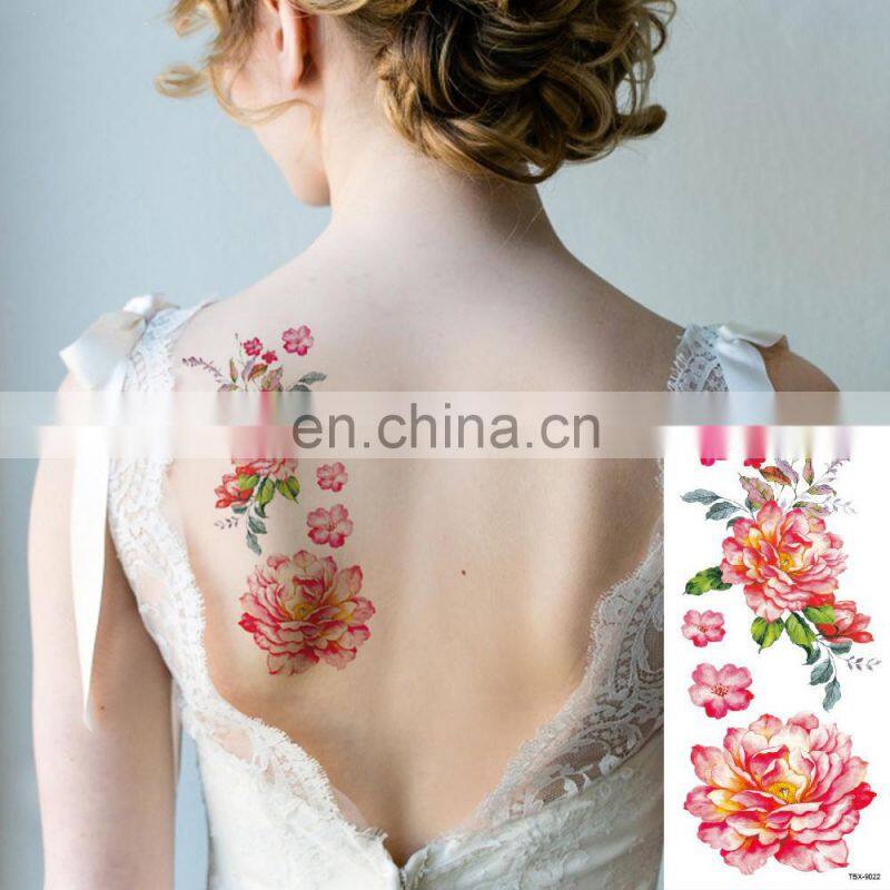 3D lifelike Cherry blossoms rose big flowers Waterproof Temporary tattoos women flash tattoo arm shoulder stickers