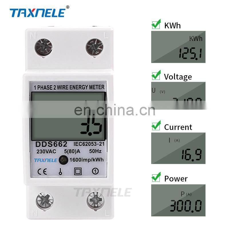 Electric Din Rail Single Phase Two Wire LCD Digital Display Wattmeter Power Consumption Electronic Energy KWh Meter AC230V 50Hz