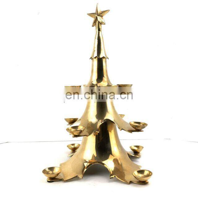 gold Christmas tree candle holder