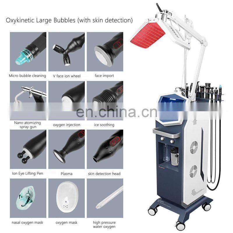 Diamond microdermabrasion bio microcurrent face lifting oxygen peeling deep cleaning machine with skin analysis and PDT system
