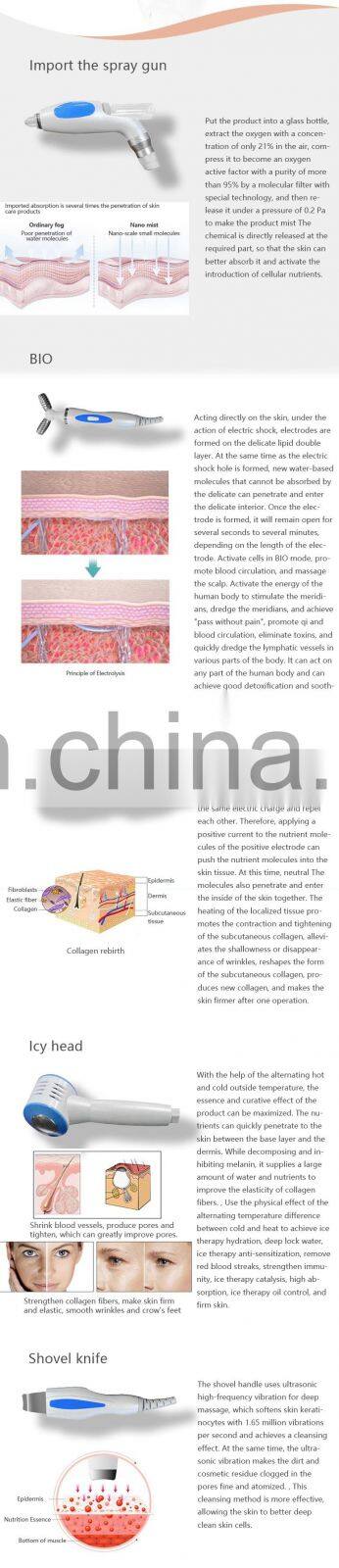 Multifunction aqua oxygen jet peeling skin rejuvenation 7 color led light therapy skin whitening machine