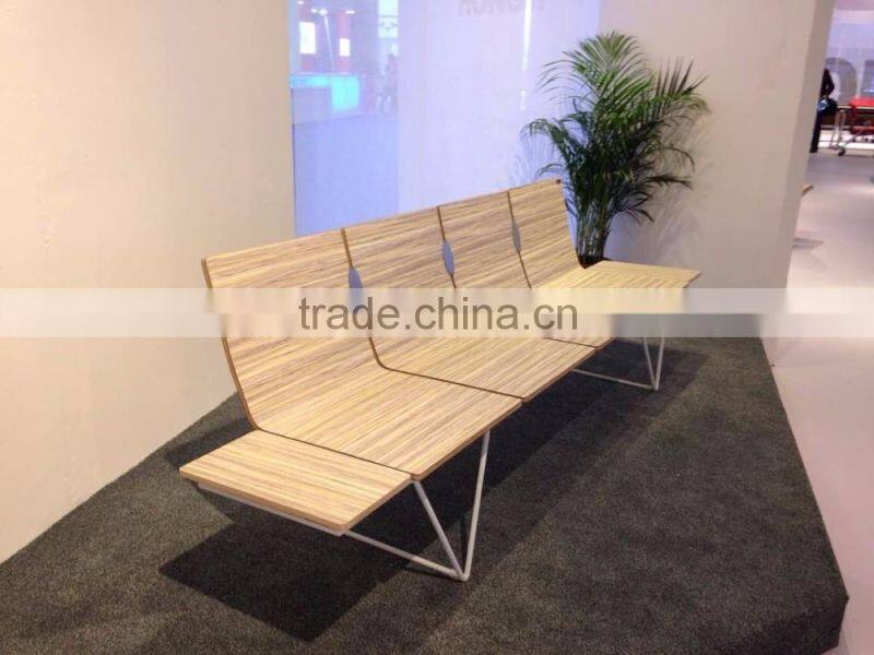 European design Curve plywood waiting chair airport chair public seating H63B-3F-V