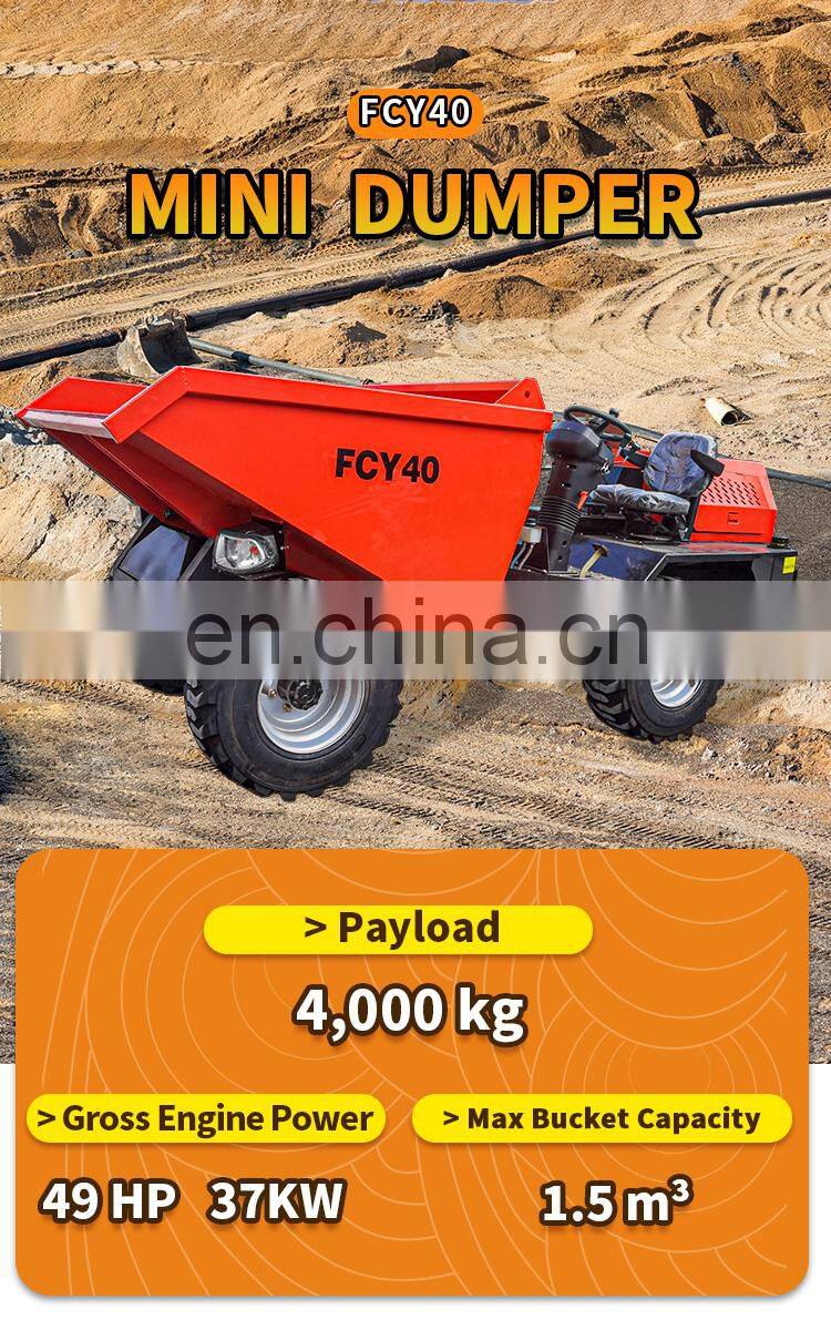 One-Stop Service Low height FCY40  4 ton CE EPA approved  4000KG payload Mini Dumper 4X4