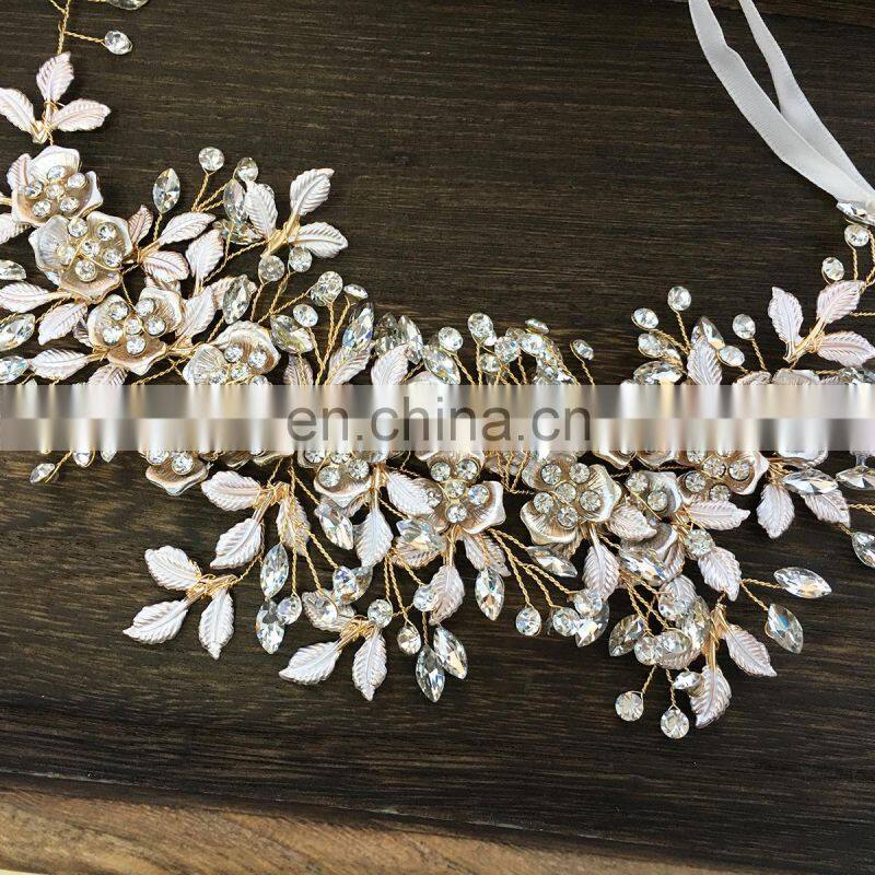Flower Headband Wedding Hair Accessories Rhinestone Flower Bridal Tiara Headband Hairpins Wedding Hair Jewelry
