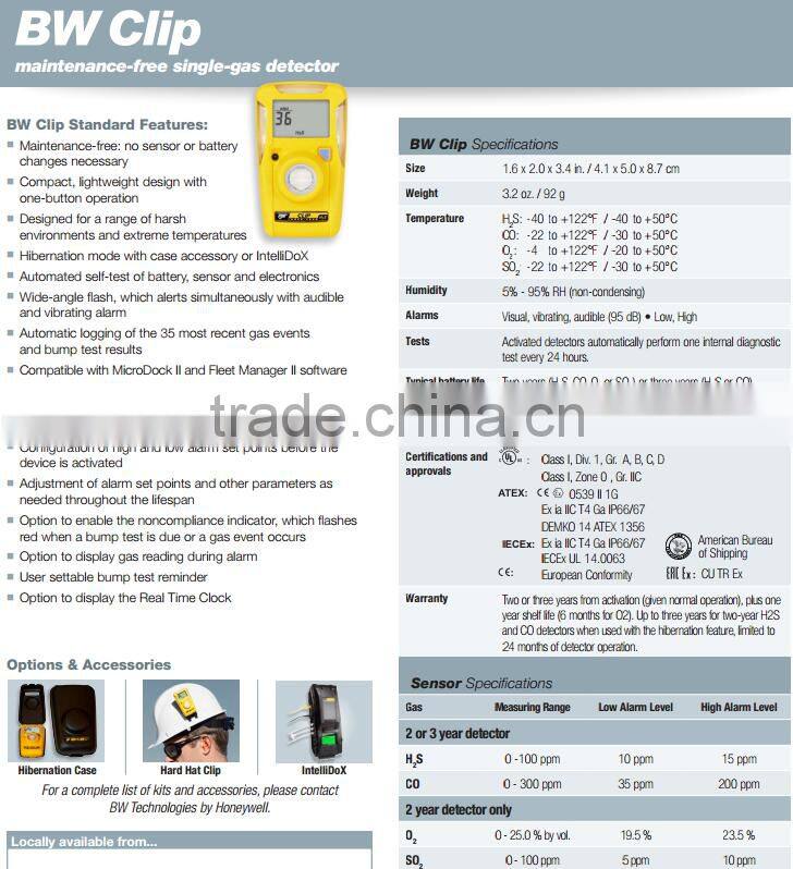 Honeywell portable yellow gas detector gauge for multi mixed gas zero maintenance cost