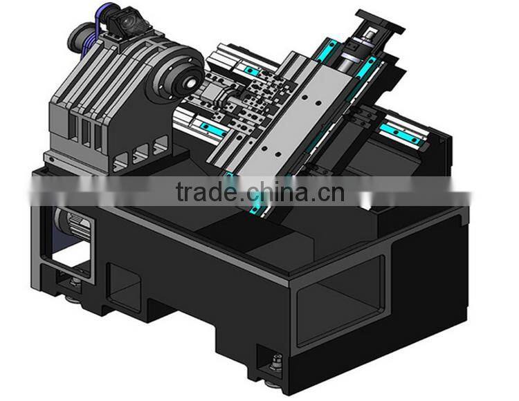 slant bed cnc turning lathe CKX36L 5"hydraulic chuck 4 station gang tool turret linear guideway spindle bore 46mm lathe machine