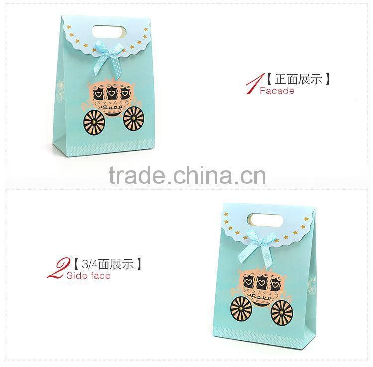 Blue pumpkin car pattern button closure gift paper bag