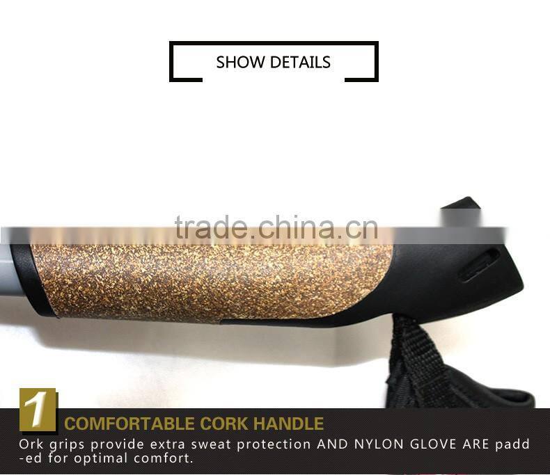 Telescopic Mountaineering Quick Lock Trekking Poles With Cork Handle