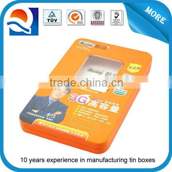 CMYK printed battery packing tin with window