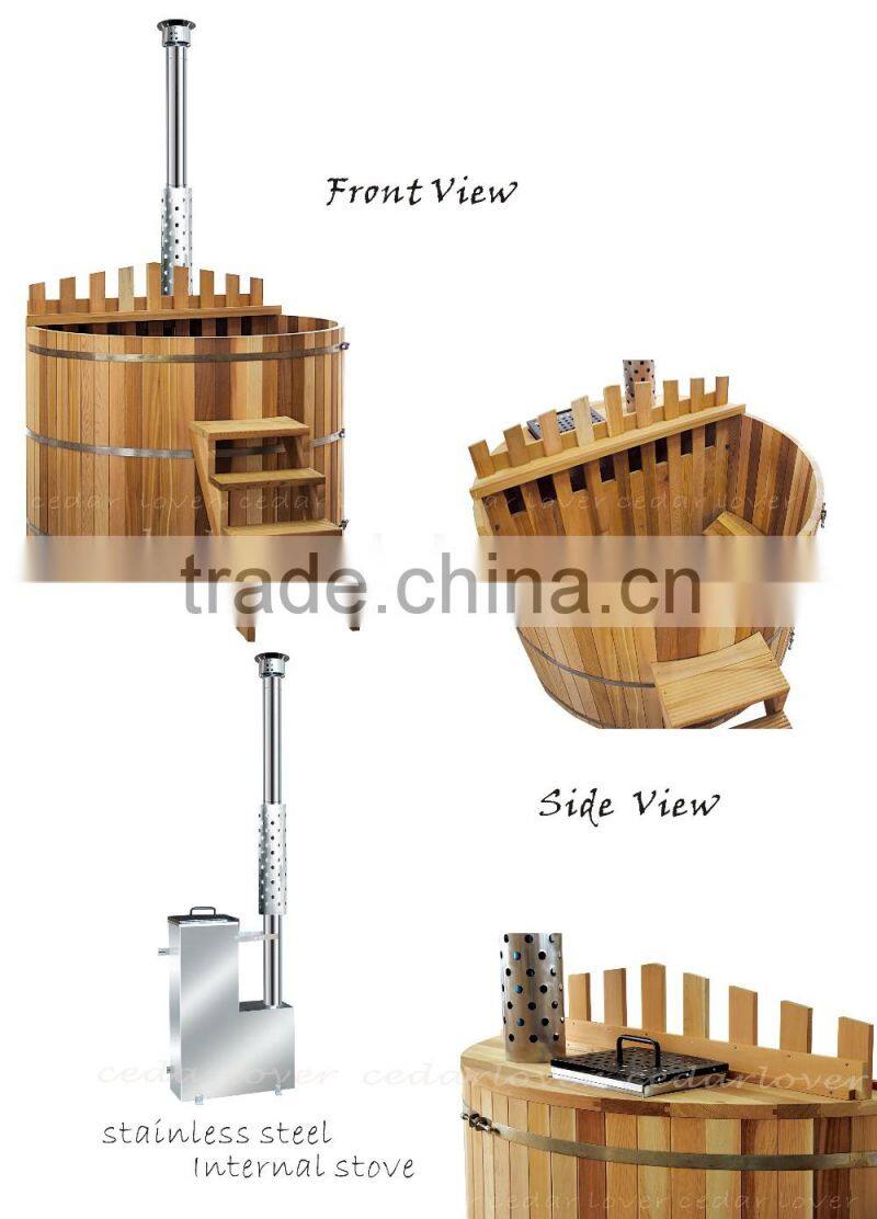 Outdoor wood fired cedar barrel wooden tube
