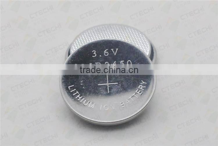 li ion 2450 litthium button cell with solder tabs lir2450 3.6v lithium ion button cell battery