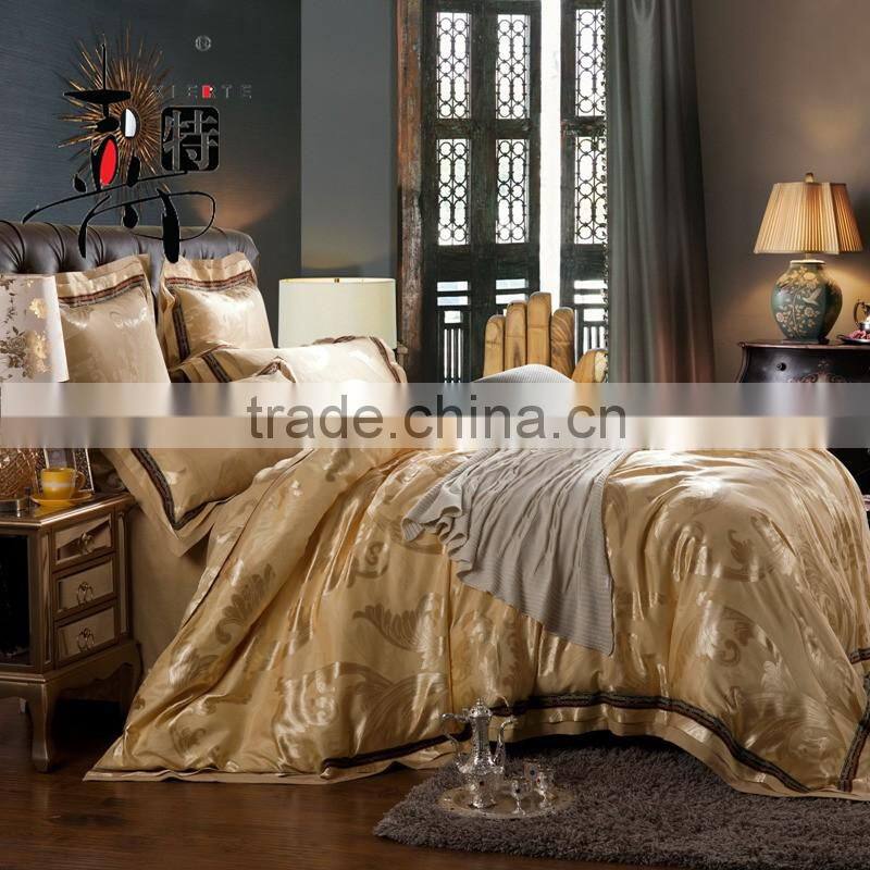 4 Pcs Luxury hadmade embroider jacquard tencel bedding set bed sheet