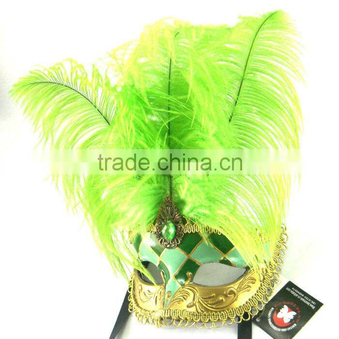 Hand Painted Mask For Easter With Feather Rhinestone Handmade