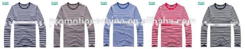 custom round O neck long sleeves stripe t shirt