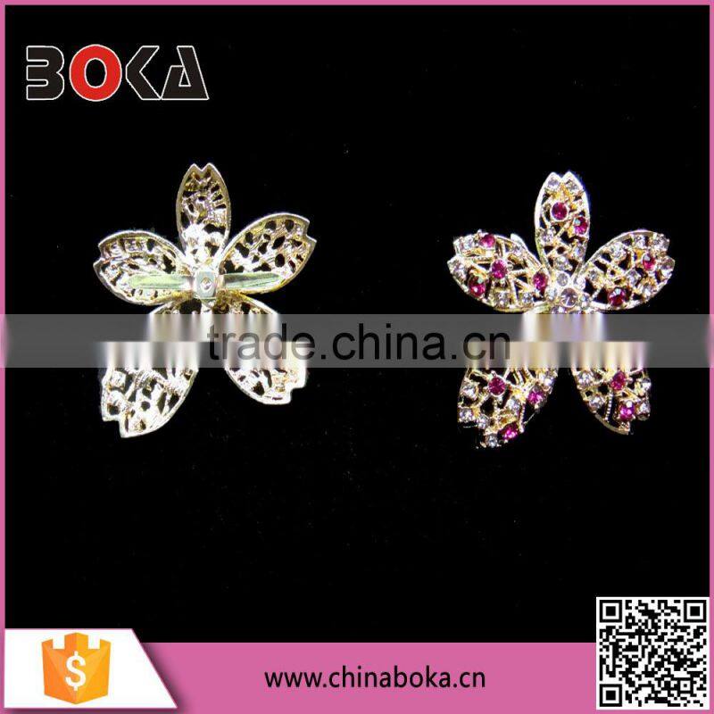2015 BOKA High Quality Silver Flower Rhinestone Buckle for Ladies Shoes, Rhinestone Shoe Buckle Decorations