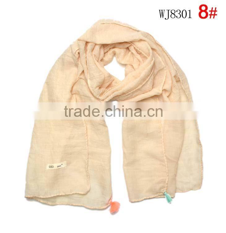 Wholesale Fashion Classic Tassel Style Kids Boys Girls Cotton Solid Plain Scarf