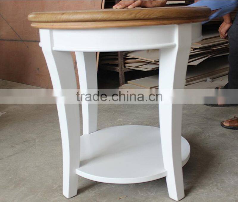 French rustic modern coffee side table solidwood side white cafe table