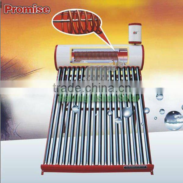 Top popular galvanized steel copper coil solar water heater with vacuum tubes