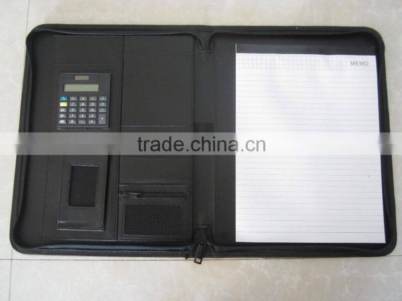 A4 zipper pu leather portfolio conference folder