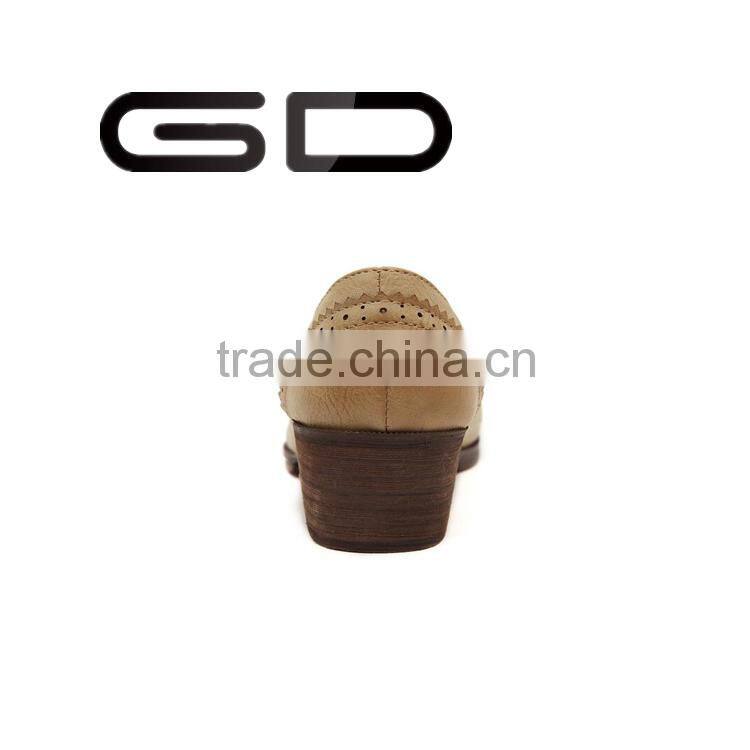 GD fashion retro pointed toe soft leather flat shoes for women