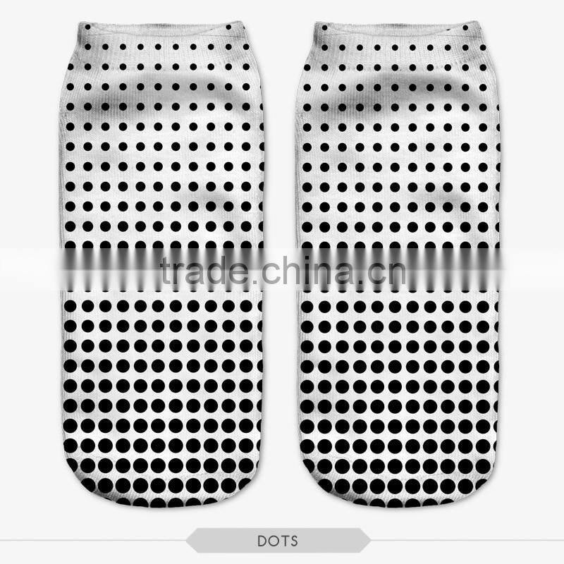 fashion honny dots wear high quality 3d digital full print colorful ankle socks sports unisex custom hot sale stretch spandex