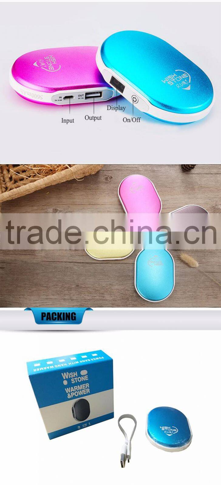 top Power bank Portable hand warmer power 5600mAh power bank