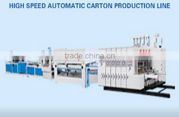 Fully automatic cardboard printing slotting die-cutting gluer linkage line/ carton machine