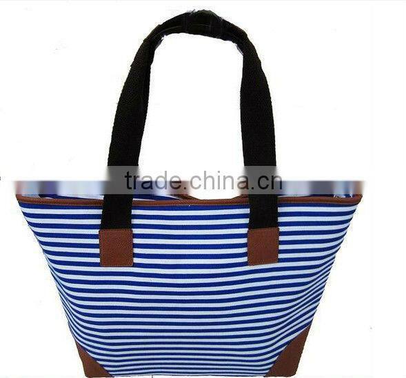 2013 stripe pattern PU shouldber bag with logo hangtag brand shoulder bag