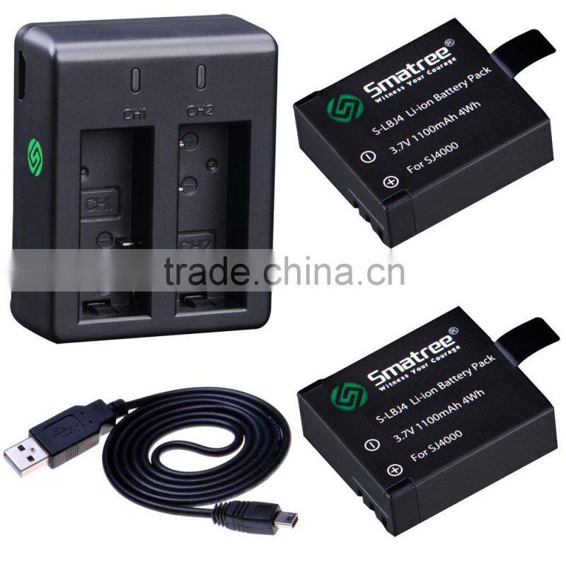China factory wholesale accessories Gopros SJ4000 dual charger battery kits