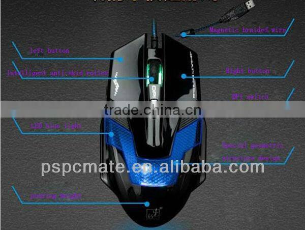 Human Engineering Design 6 Buttons Professionable Electricity Competitive Gaming Mouse with Cool Light
