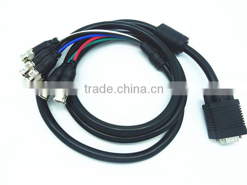 2014 new arriver 2 meters VGA male 5 BNC RGBHV male VGA M to 5xRCA cable five interface